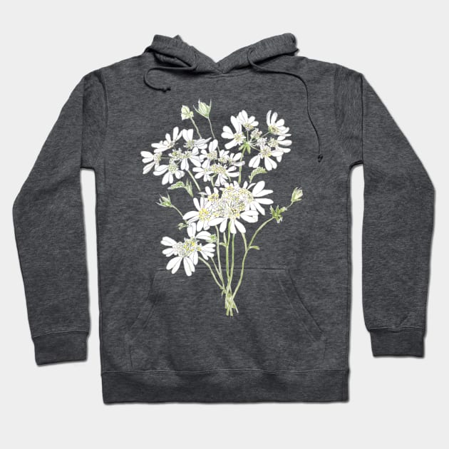 delicate white flowers ink and  watercolour Hoodie by colorandcolor